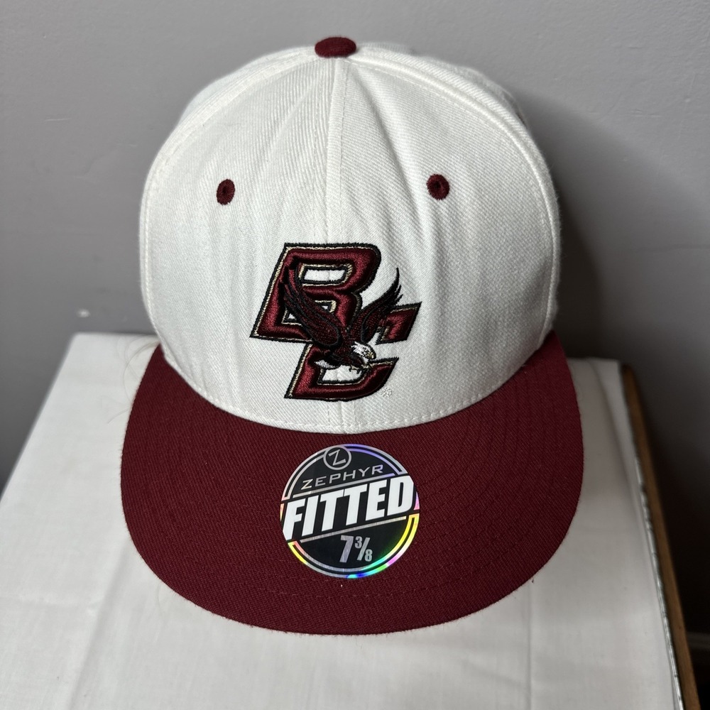 Zephyr Two-Tone White and Maroon Boston College Fitted Hat